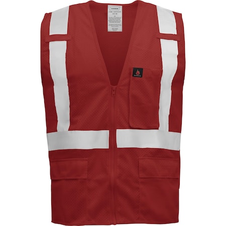 Standard Safety Vest W/ Zipper & Radio Clips (Red/3X-Large)